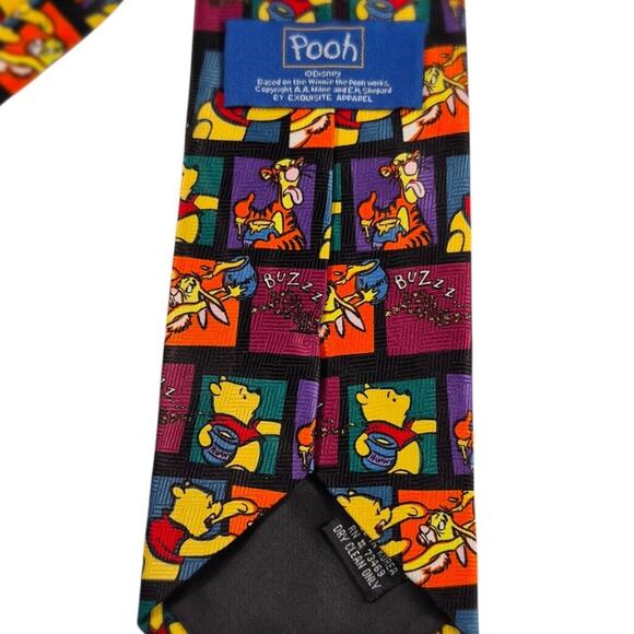 Disney Vintage Tie Winnie the Pooh Honeybees Tigger Red Green Purple Orange - Picture 4 of 4